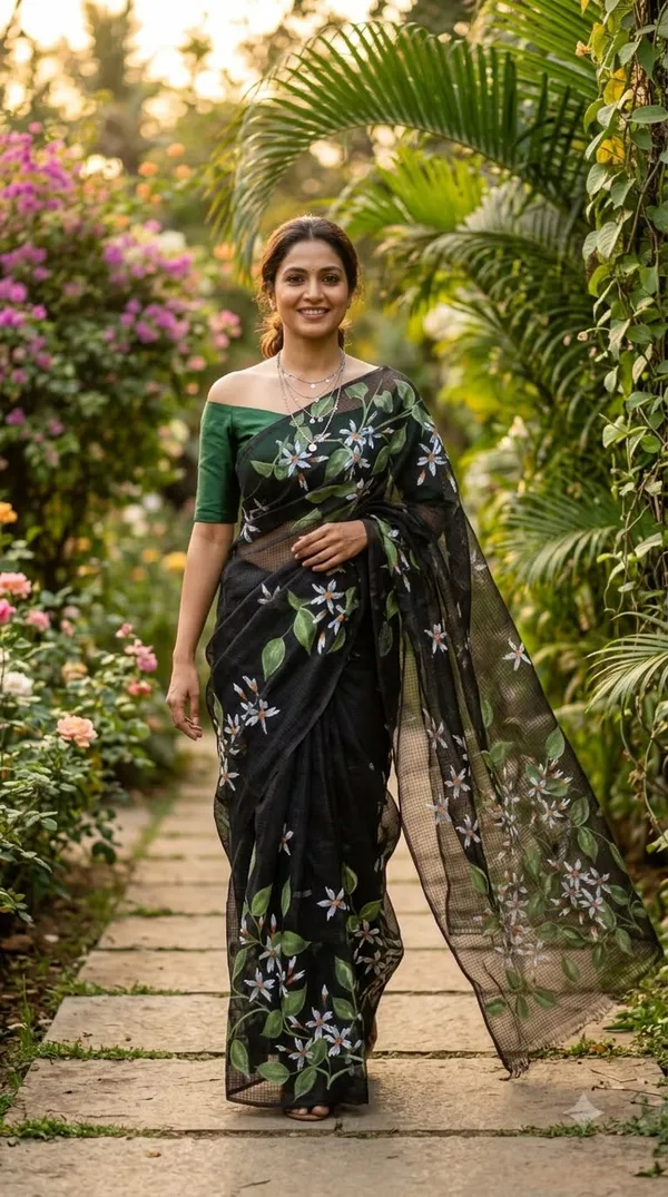 Jasmine_Vine_-_Navy_from_Phulwari_Collection_-_Cotton_Hand-Painted_Sarees_by_Adibani