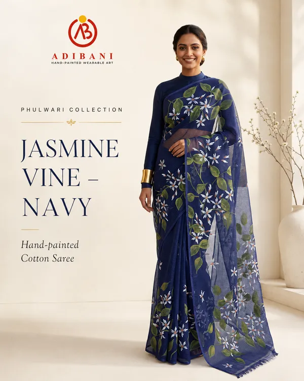 Jasmine_Vine_-_Meadow_from_Phulwari_Collection_-_Cotton_Hand-Painted_Sarees_by_Adibani