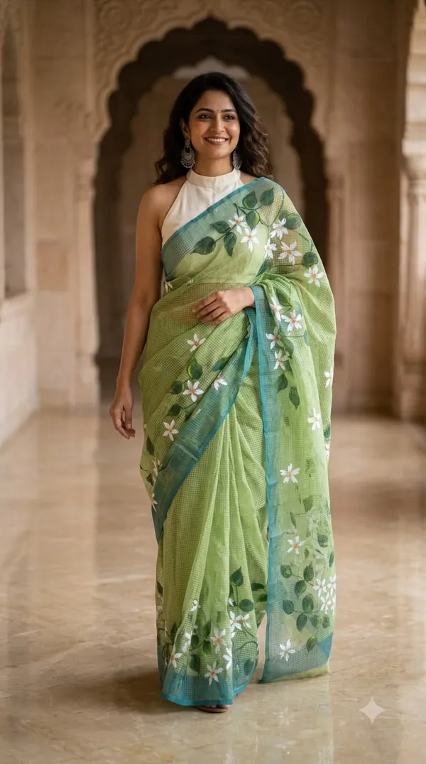 Jasmine_Vine_-_Azure_from_Phulwari_Collection_-_Cotton_Hand-Painted_Sarees_by_Adibani