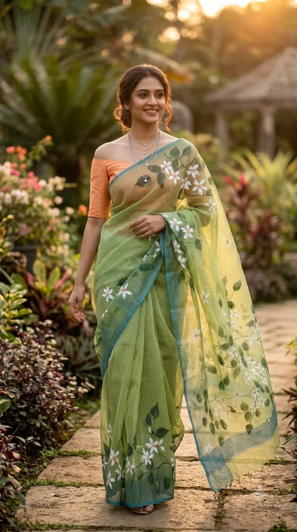 Jasmine_Vine_-_Azure_from_Phulwari_Collection_-_Cotton_Hand-Painted_Sarees_by_Adibani