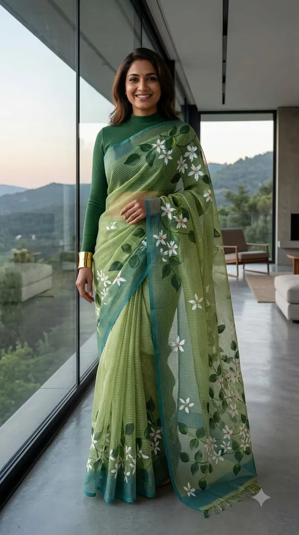 Jasmine_Vine_-_Azure_from_Phulwari_Collection_-_Cotton_Hand-Painted_Sarees_by_Adibani