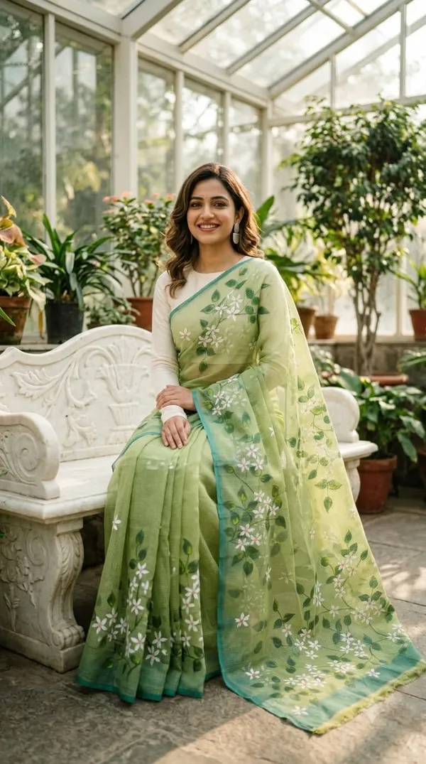 Jasmine_Vine_-_Azure_from_Phulwari_Collection_-_Cotton_Hand-Painted_Sarees_by_Adibani