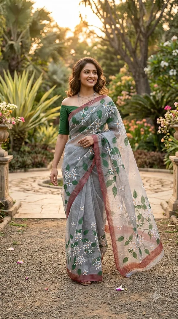 Jasmine_Vine_-_Rose_Taupe_from_Phulwari_Collection_-_Cotton_Hand-Painted_Sarees_by_Adibani