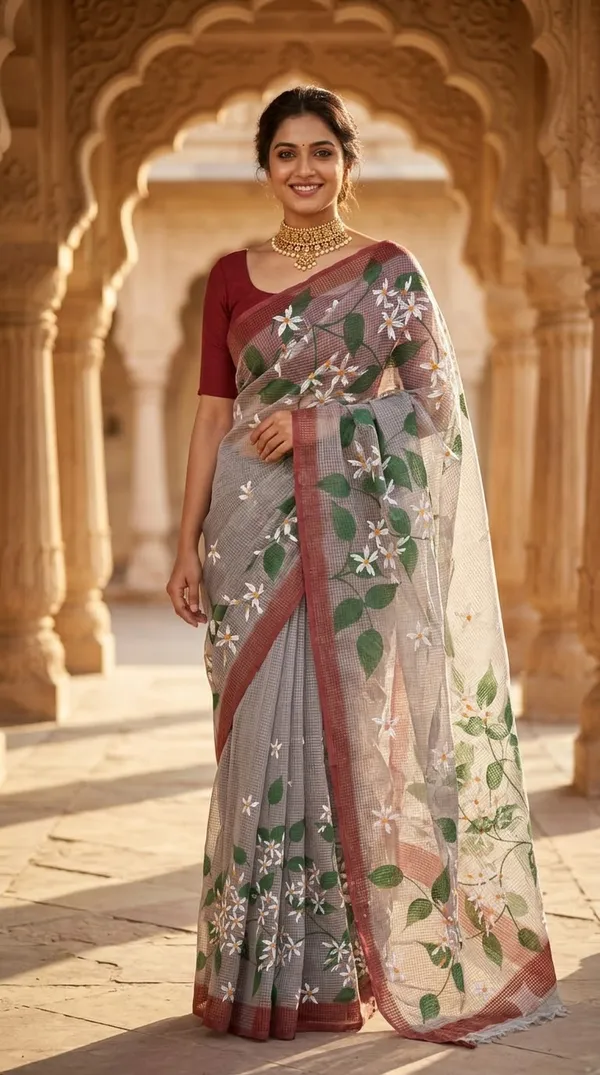 Jasmine_Vine_-_Rose_Taupe_from_Phulwari_Collection_-_Cotton_Hand-Painted_Sarees_by_Adibani
