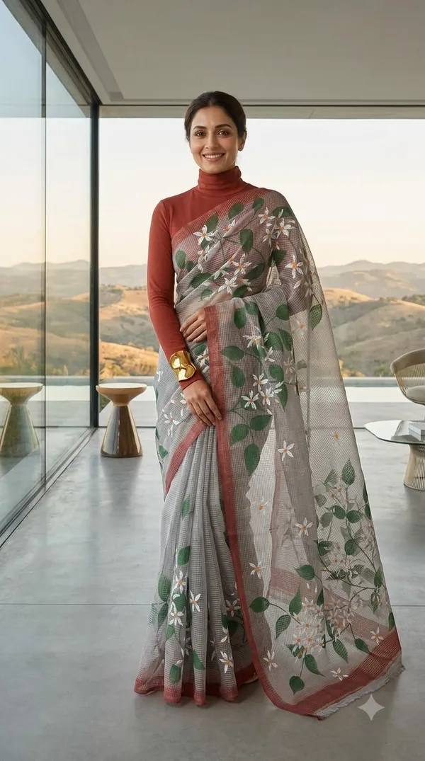 Jasmine_Vine_-_Rose_Taupe_from_Phulwari_Collection_-_Cotton_Hand-Painted_Sarees_by_Adibani
