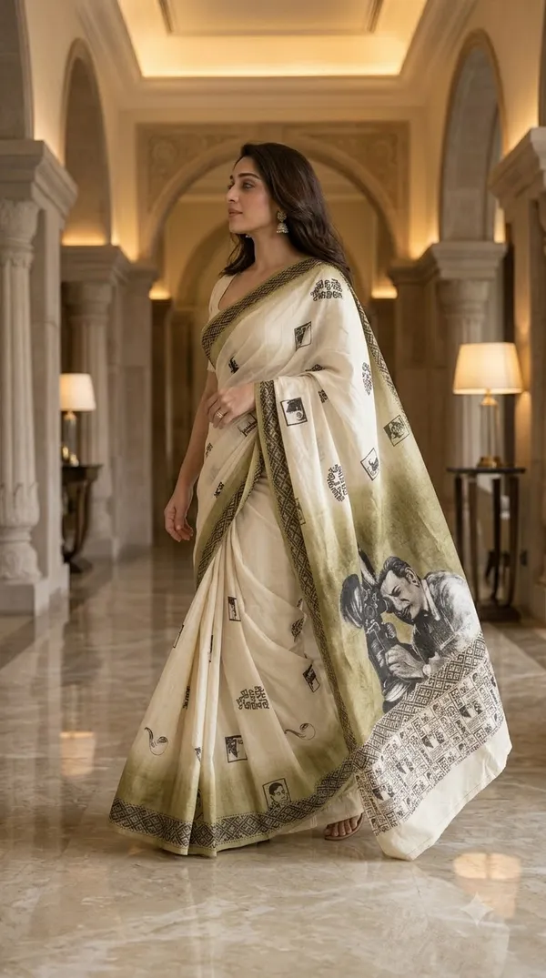 Satyajit_Ray_Canvas_from_Pallu_Canvas_Collection_Cotton_Hand-painted_wearable_art_sarees_by_Adibani.