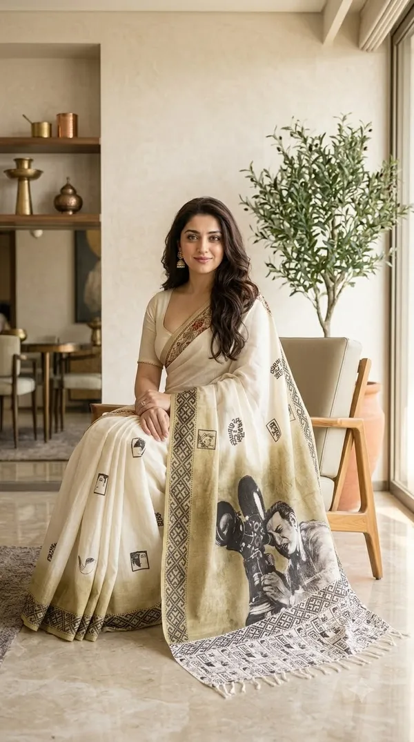 Satyajit_Ray_Canvas_from_Pallu_Canvas_Collection_Cotton_Hand-painted_wearable_art_sarees_by_Adibani.