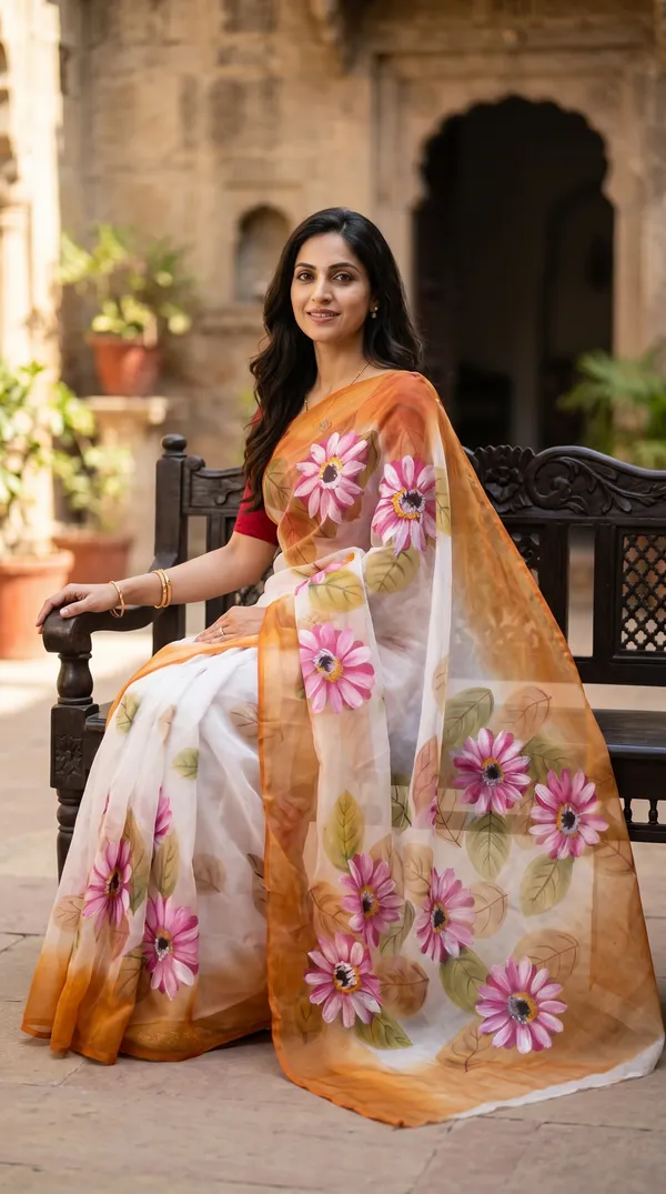 Sunlit_Blossom_Organza_From_Aranya_Collection_(Floral)_Hand-Painted_Wearable_Art_By_Adibani
