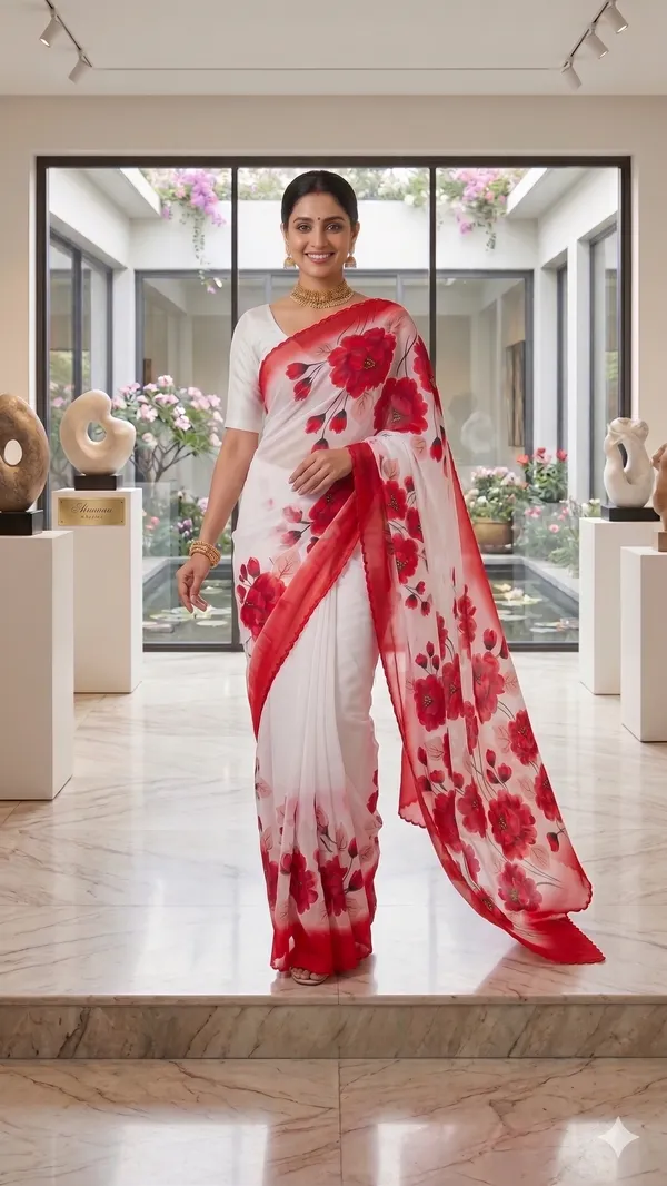 Crimson_Floral_Organza_From_Aranya_Collection_(Floral)_Hand-Painted_Wearable_Art_By_Adibani