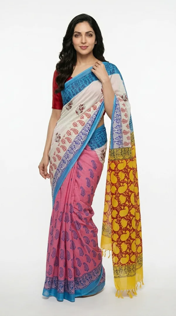 Multicolor_Navrang_Pallu_From_Rangavali_Collection-_Block_Printed_Sarees_By_Adibani