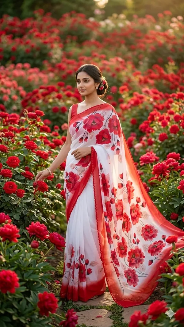 Crimson_Floral_Organza_From_Aranya_Collection_(Floral)_Hand-Painted_Wearable_Art_By_Adibani