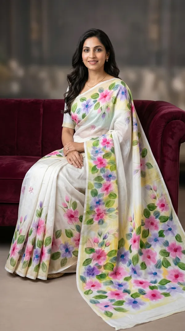 Basanti_Bloom_Organza_From_Aranya_Collection_(Floral)_Hand-Painted_Wearable_Art_By_Adibani