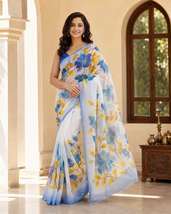 Azure_Bloom_Organza_From_Aranya_Collection_(Floral)_Hand-Painted_Wearable_Art_By_Adibani