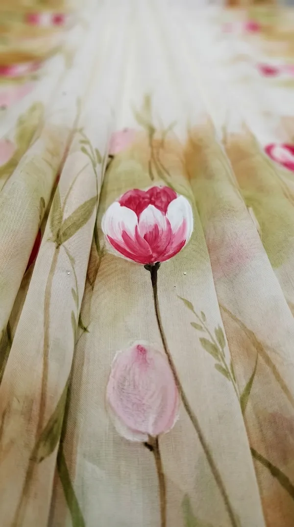 Green_Tulips_Organza_From_Aranya_Collection_(Floral)_Hand-Painted_Wearable_Art_By_Adibani