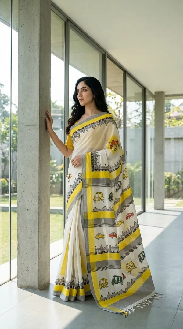 Cream_And_Yellow_Nagar_Yatra_From_Rangavali_Collection_-_Block_Printed_Sarees_By_Adibani