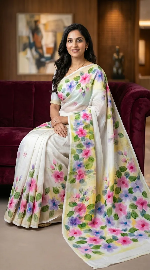 Basanti_Bloom_Organza_From_Aranya_Collection_(Floral)_Hand-Painted_Wearable_Art_By_Adibani