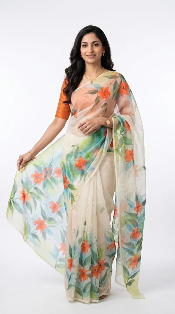 Tulip_Organza_From_Aranya_Collection_(Floral)_Hand-Painted_Wearable_Art_By_Adibani