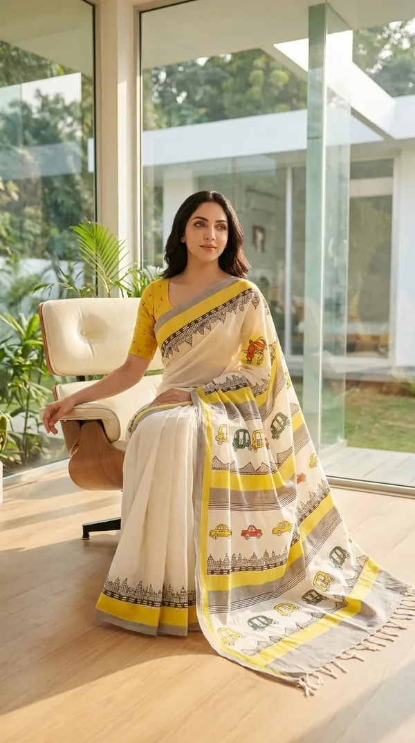 Cream_And_Yellow_Nagar_Yatra_From_Rangavali_Collection_-_Block_Printed_Sarees_By_Adibani