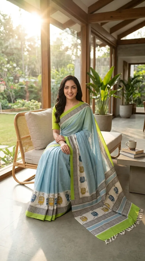 Light_Blue_Tramline_Tales_From_Rangavali_Collection_-_Block_Printed_Sarees_By_Adibani