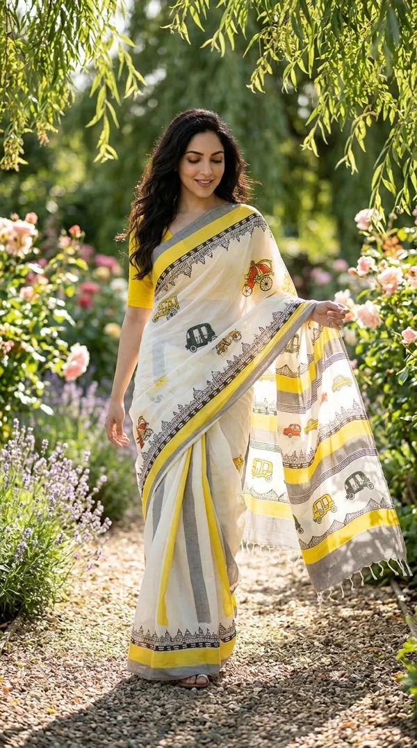 Cream_And_Yellow_Nagar_Yatra_From_Rangavali_Collection_-_Block_Printed_Sarees_By_Adibani