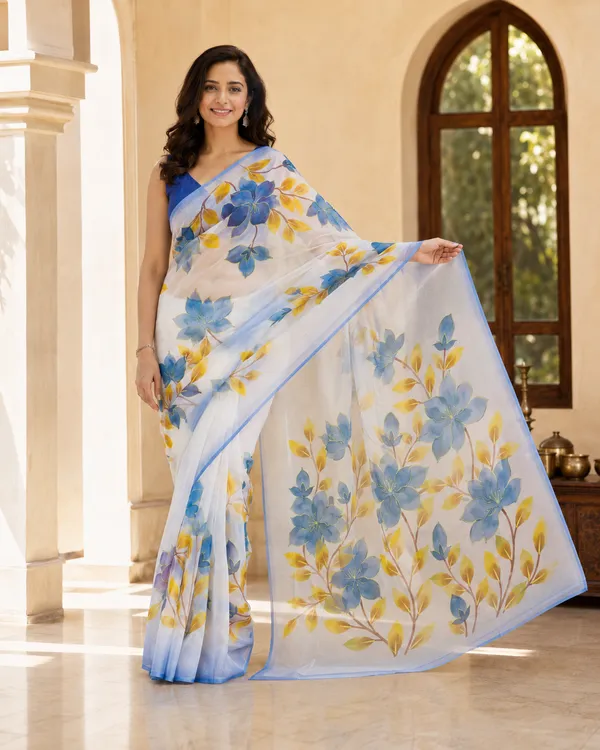 Azure_Bloom_Organza_From_Aranya_Collection_(Floral)_Hand-Painted_Wearable_Art_By_Adibani