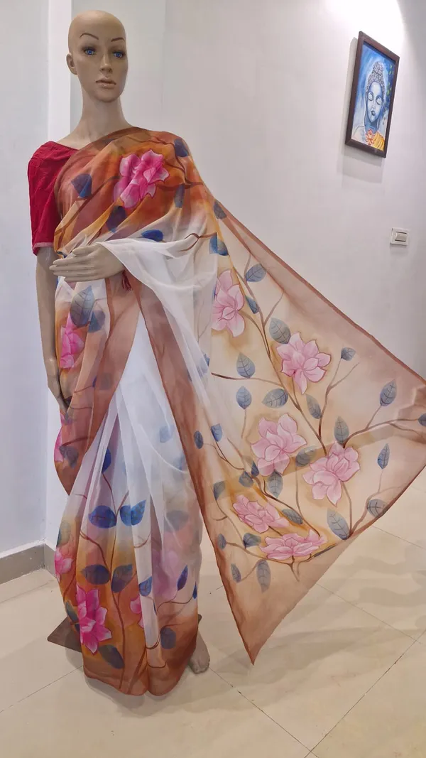 Sunlit_Blossom_Organza_From_Aranya_Collection_(Floral)_Hand-Painted_Wearable_Art_By_Adibani
