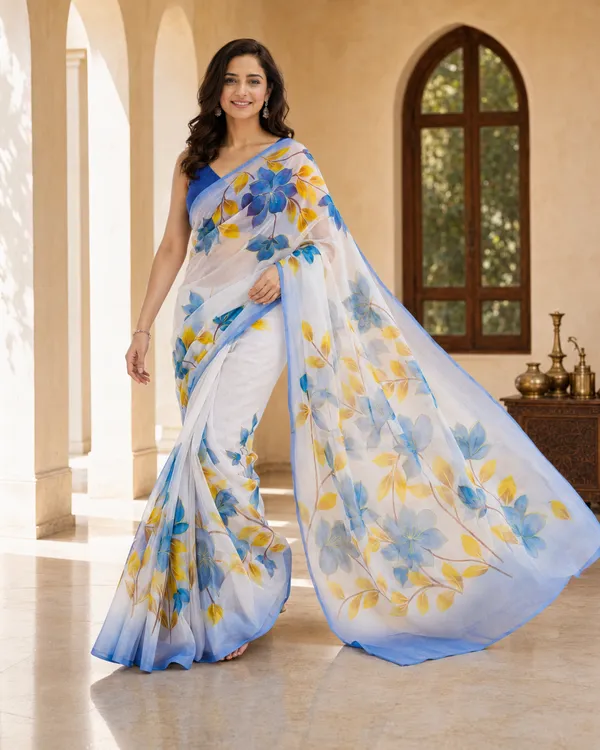 Azure_Bloom_Organza_From_Aranya_Collection_(Floral)_Hand-Painted_Wearable_Art_By_Adibani