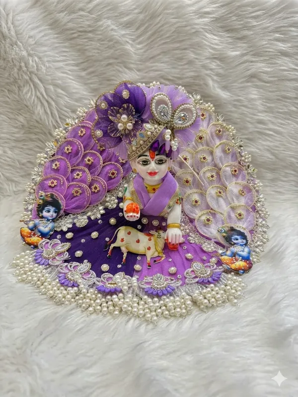 Krishna_Decorative_Jhanki_Set_With_Purple_Peacock_Backdrop
