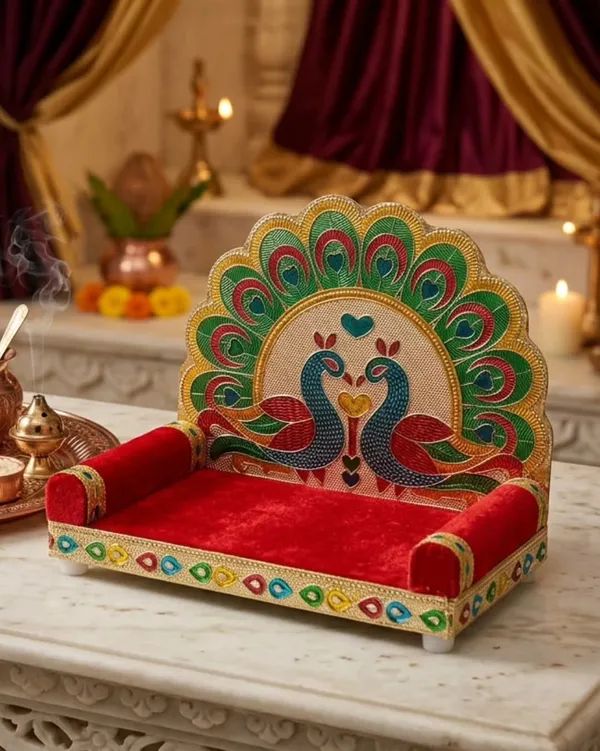 Red_Velvet_Peacock_Motif_Pooja_Singhasan