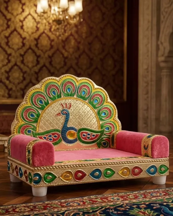 Velvet_Traditional_Peacock_Motif_Loveseat_Sofa