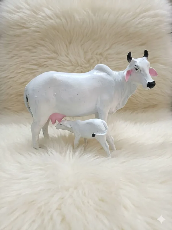 White_Cow_And_Calf_Figurine_Set