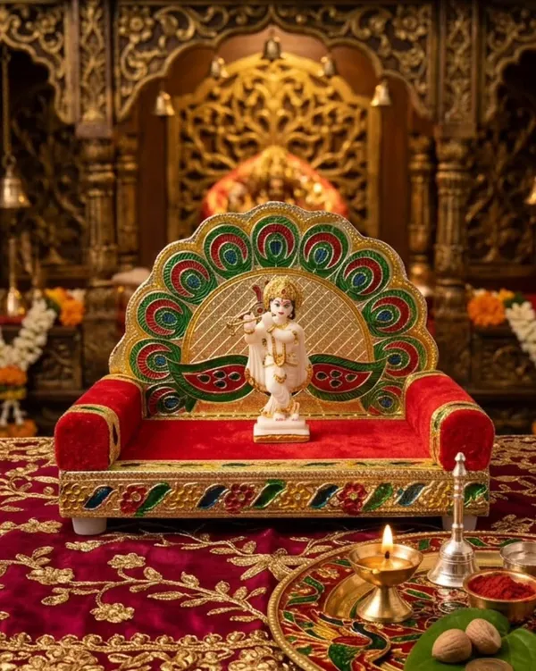 Velvet_Peacock_Design_Decorative_Pooja_Singhasan