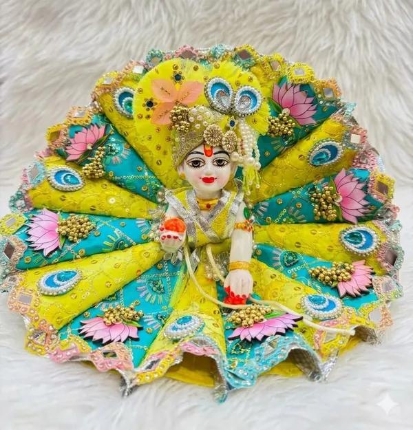Decorative_Krishna_Idol_With_Yellow_And_Turquoise_Embellished_Dress