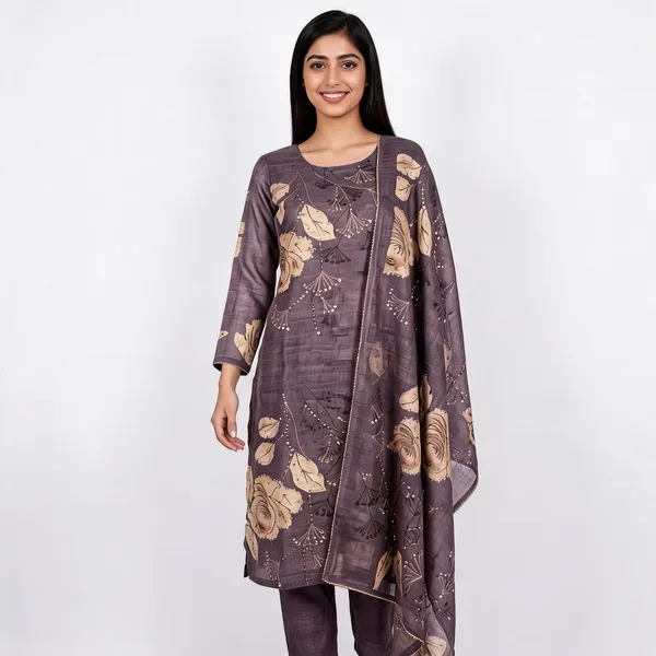 Grey_Silk_Straight_Floral_Print_Unstitched_Kurta_Set_For_Women