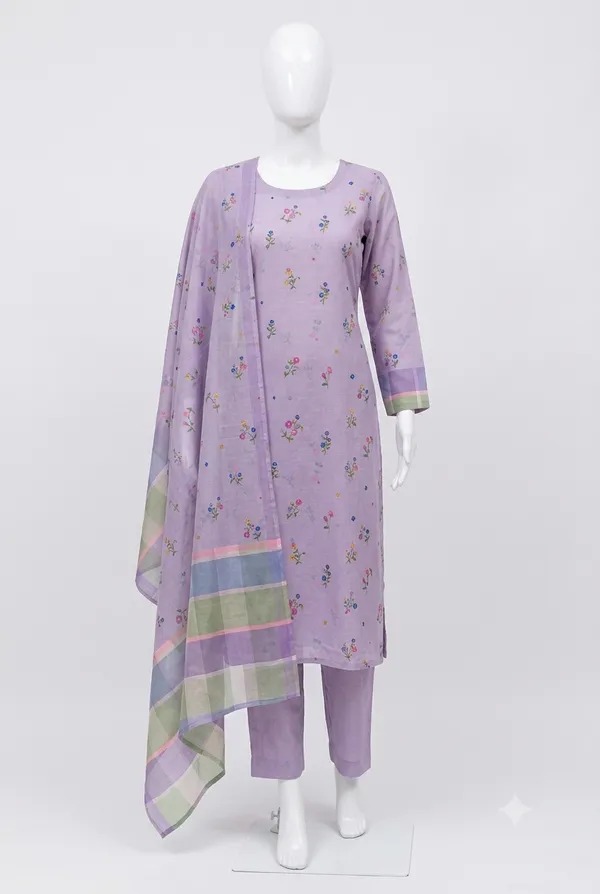 Lavender_Georgette_Straight_Floral_Print_Unstitched_Suit_Set_For_Women
