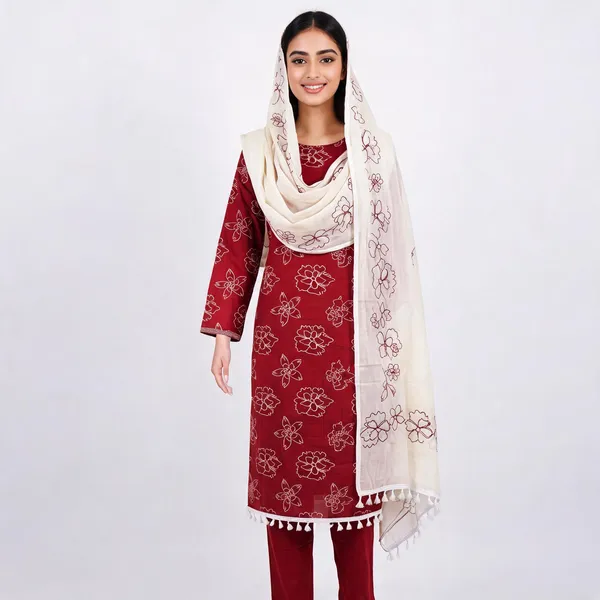 Maroon_Cotton_Straight_Floral_Print_Unstitched_Suit_Set_For_Women