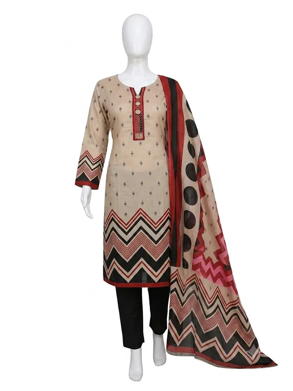Beige_Georgette_Straight_Geometric_Print_Unstitched_Suit_Set_For_Women