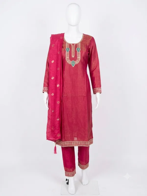 Magenta_Cotton_Straight_Embroidered_Unstitched_Suit_Set_For_Women