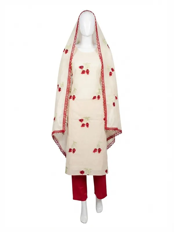 Cream_Silk_Straight_Floral_Print_Unstitched_Salwar_Suit_For_Women