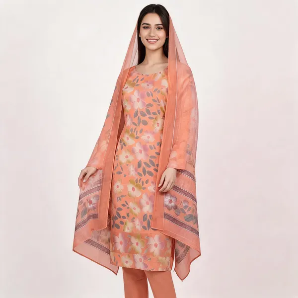Peach_Cotton_Straight_Floral_Print_Unstitched_Suit_Set_For_Women