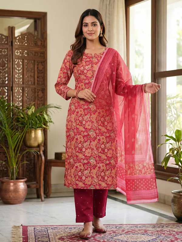 Pink_Silk_Straight_Floral_Print_Unstitched_Suit_Set_For_Women