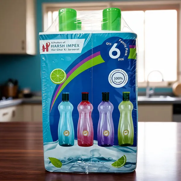Food-Grade_Plastic_Green_Water_Bottle_Family_Pack_Of_6