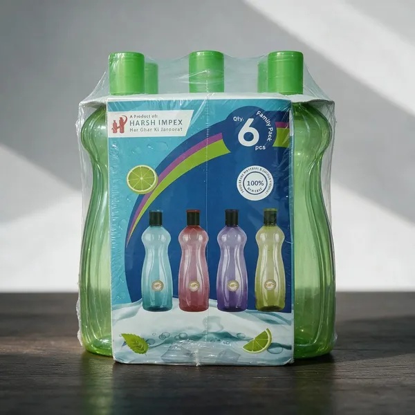 Food-Grade_Plastic_Green_Water_Bottle_Family_Pack_Of_6