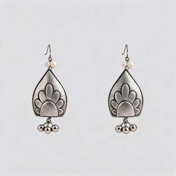 Silver-Tone_Brass_Teardrop_Floral_Drop_Earrings_For_Women