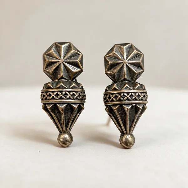 Silver_Brass_Geometric_Faceted_Drop_Earrings_For_Women
