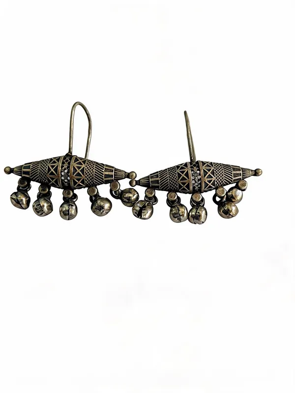 Oxidised_Silver-Tone_Brass_Tribal_Bell_Dangle_Earrings_For_Women