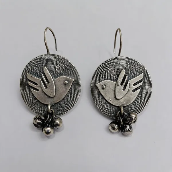 Silver-Tone_Brass_Bird_Motif_Circular_Drop_Earrings_For_Women