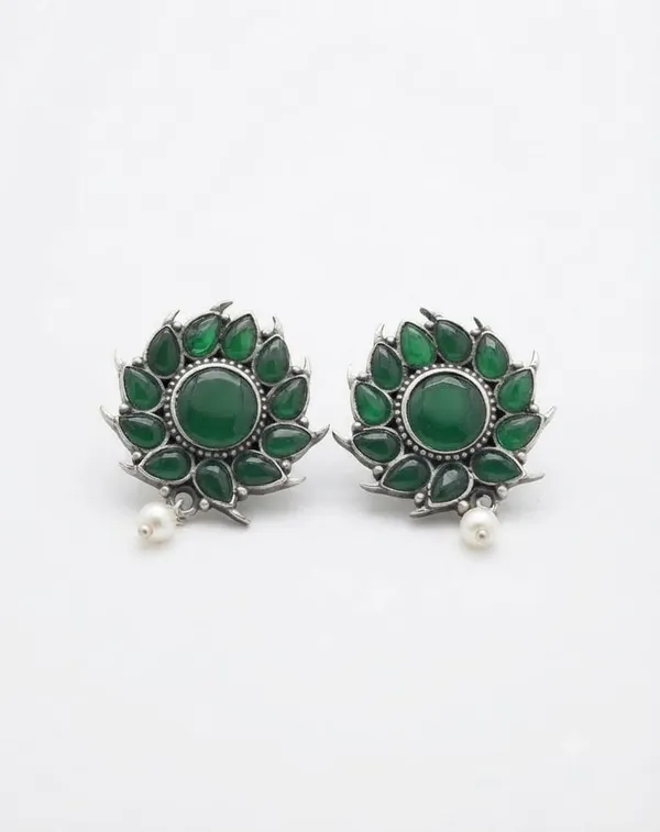 Green_Silver_Brass_Floral_Stone_Drop_Earrings_For_Women