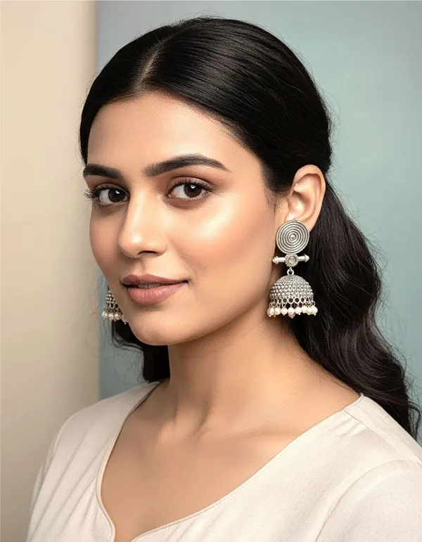 Silver-Tone_Brass_Spiral_Dome_Jhumka_Earrings_For_Women
