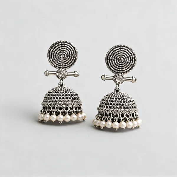 Silver-Tone_Brass_Spiral_Dome_Jhumka_Earrings_For_Women